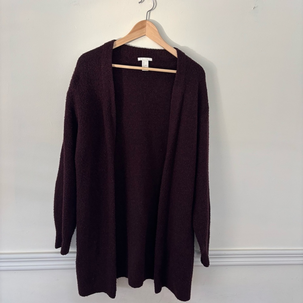 H&M Cozy Open-Front deep purple Women's Sweater Cardigan